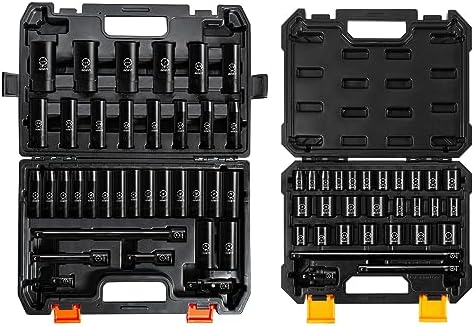 BOEN Pro 3/8" Drive Impact Socket Set, 43-Piece SAE & Metric Set, 6