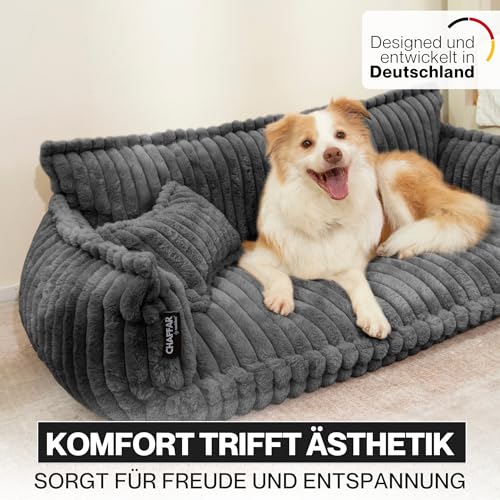 noviclass® Hundesofa Chaffar Hundebett | Orthopädische Matratze | Moderner Stil | Cord-Design Größen (Kohle, XXL (140cm))