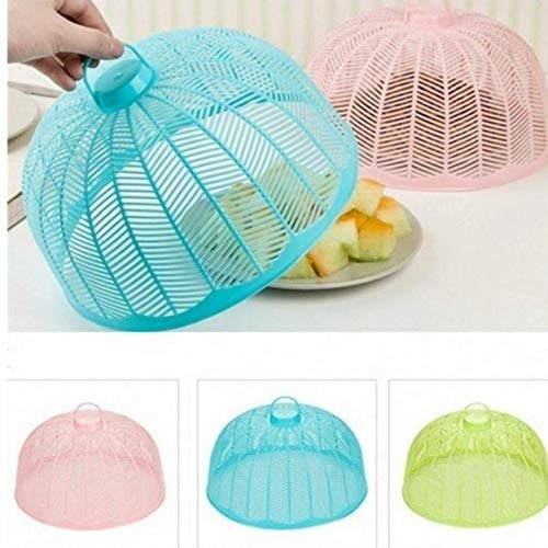 Plásticos Cubierta Circular de Mesa contra la Mosca del Mosquito Cocina Herramientas de Malla de Comida Tapas de Platos de Carpa Partido Picnic Barbacoa Plegable Azul Cocinar