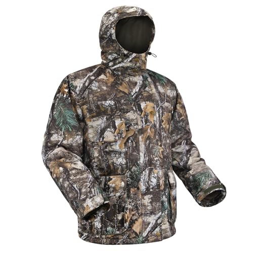 Image of GUGULUZA Hunting Jacket with Fleece Lining, Water Resistant Hooded Coat for Men, Silent Deer Hunting Parka Upland Jackets
