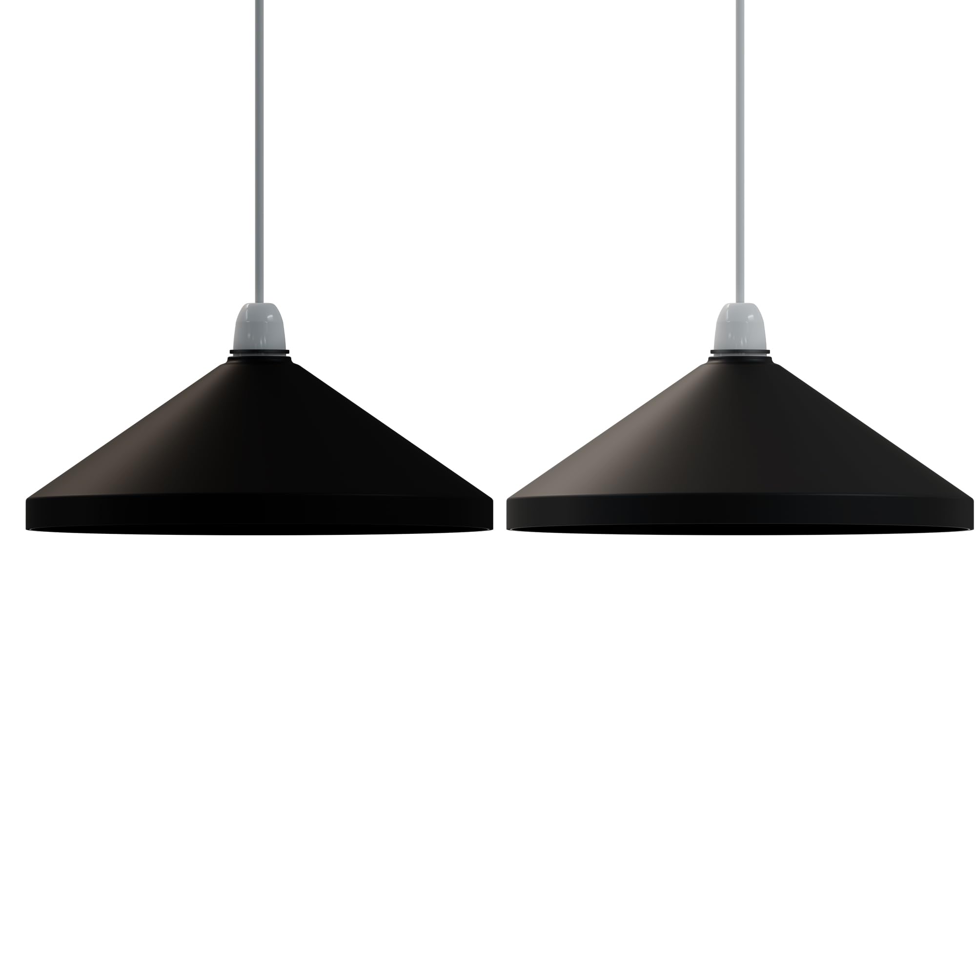 DC VOLTAGE Retro Black Metal Lamp Shades Set of 2 Ceiling Light Shades 33.5cm Easy Fit Lampshades
