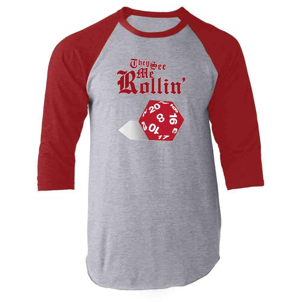 They See Me Rollin D20 Funny RPG Raglan Baseball Tee Shirt