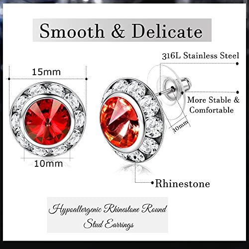 BESTEEL 6/12 Pairs Hypoallergenic Dance Competition Earrings for Women Shiny Rhinestone Stud Earrings Set Acrylic Halo Crystal Stud Earrings Multicolor for Stage Opera Performance Party 15mm2