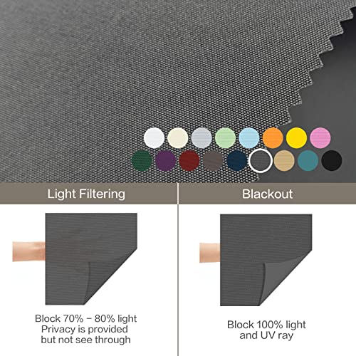 Zy Blinds Cordless Blackout Window Shades, Dark Grey Roller Shades With Metal Valance, Uv Protection Enegry Saving Room Darkening Fabric Window Blinds For Windows, Doors, French Door, 21" W X 36" H #TOP3