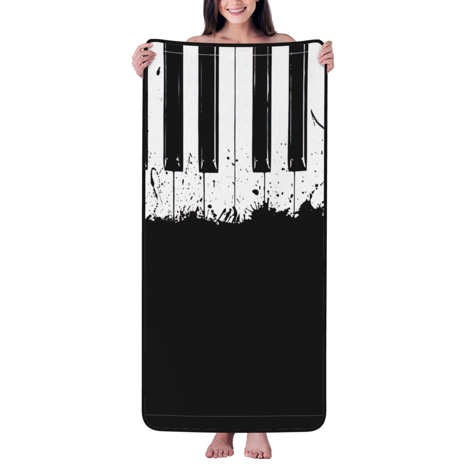 JBJGKHLP Piano Print Women Men Couples Coral Velvet Bath Towel Ultra-Soft For Home Bathroom Travel