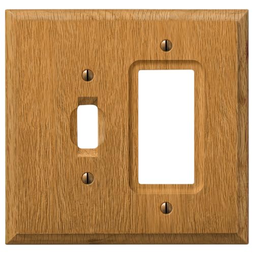 Image of AMERELLE 4025TR Traditional Single Toggle /Single Rocker Wood Wallplate in Light Oak