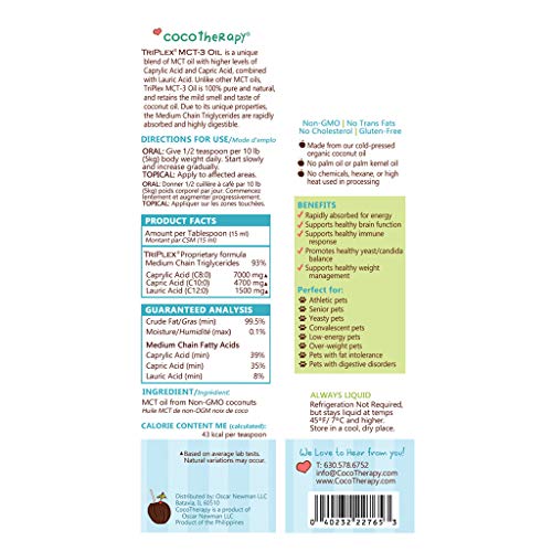 CocoTherapy Triplex MCT-3 Oil, Non-GMO, 100% Pure and Natural, 8 oz.