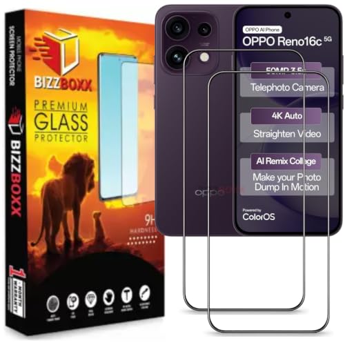 Image of Edge to Edge Gurad For Oppo Reno16c 5G Tempered Glass Screen Protector Guard - HD Clarity, Anti-Fingerprint Temper Guard (Reno 16c - 6.57 Inch inch) With Installation Kit - Pack of 2