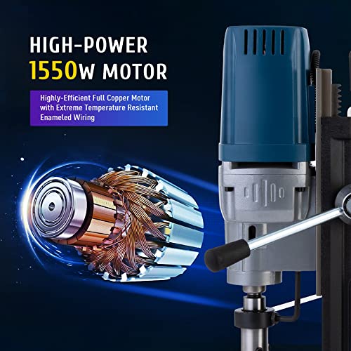 Zelcan 1550W Electric Magnetic Drill Press W 2'' Boring Diameter Core Drill Bit Set, Portable Heavy Duty Power Mag Drill 3500Lbf Electromagnet Drilling Machine For Metal Surface And Home Improvement #TOP4