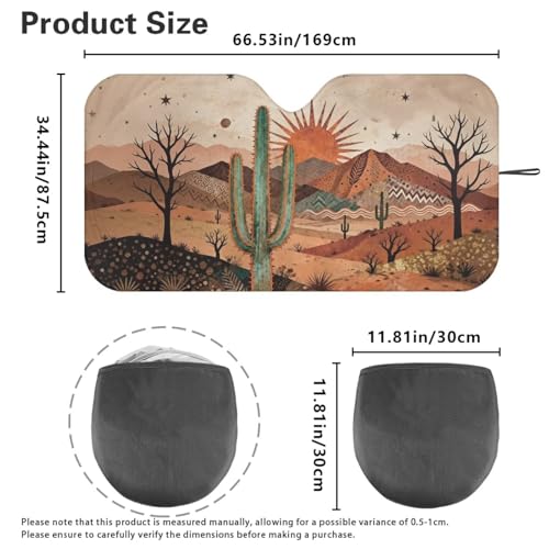 Image of Arizona Cactus Car Windshield Sun Shade - Reflector Sunshade UV Protection for Car Interior, Blocks UV Rays Windshield Cover Fit Car Front Window for Trucks SUV Van