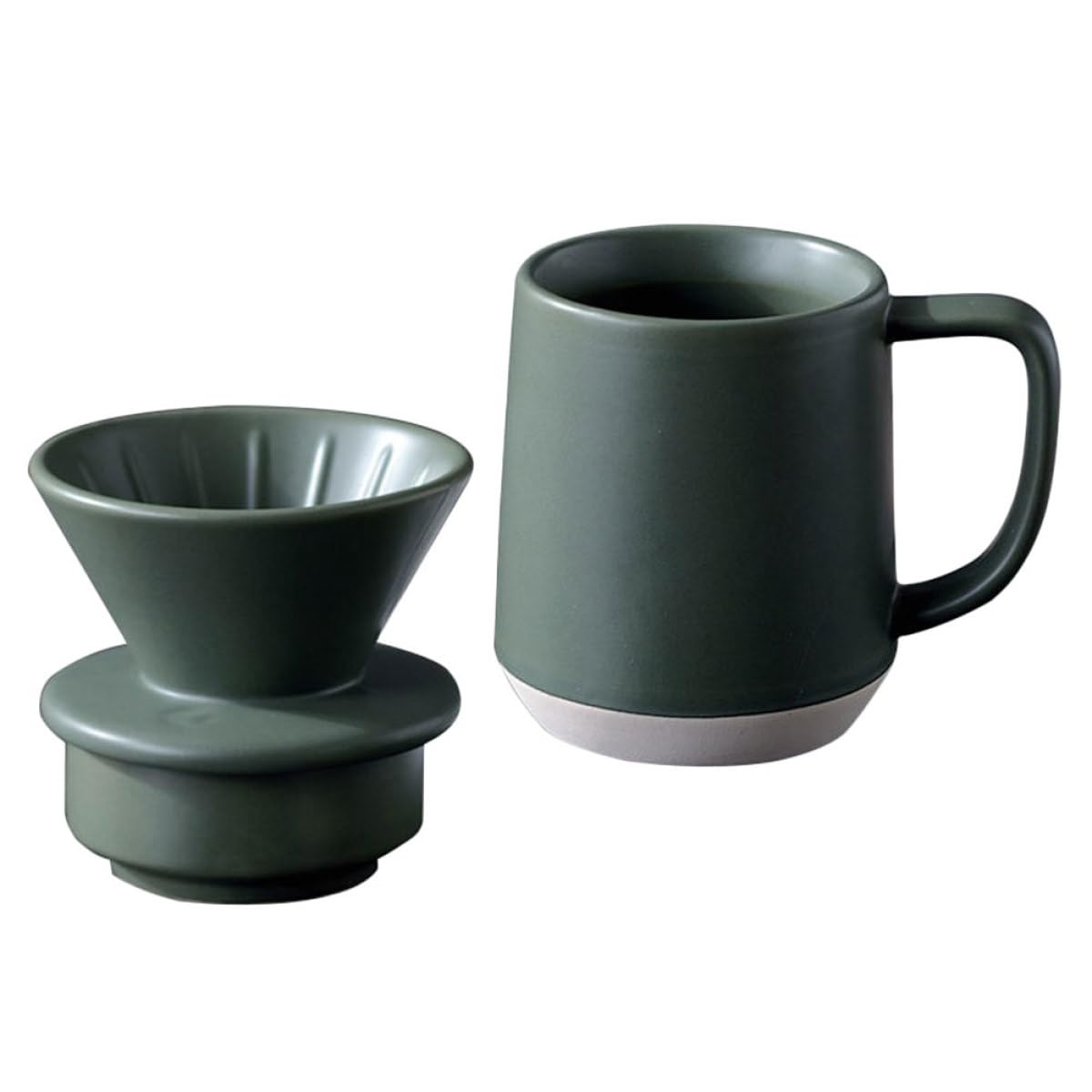 Keramiktasse Kaffeefilterbecher mit Feiner Filterfunktion, Grün