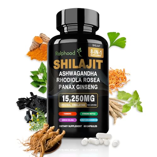 Shilajit for Men/Women - Pure Himalayan Organic,Shilajit Capsules with Ashwagandha,Supplements 60 Capsules Alternative to Resin,Drops & Gummies