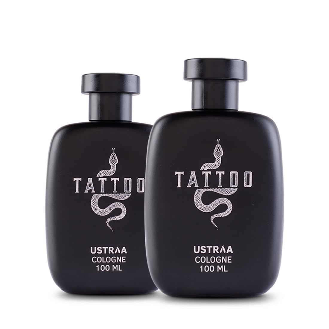 Ustraa Tattoo Cologne - 100 ml x 2 - Set of 2 Perfumes for Men (Bundle) | with a mix of spicy, woody, and citrusy notes | Ideal for night occasions | Long-lasting fragrance with no gas.