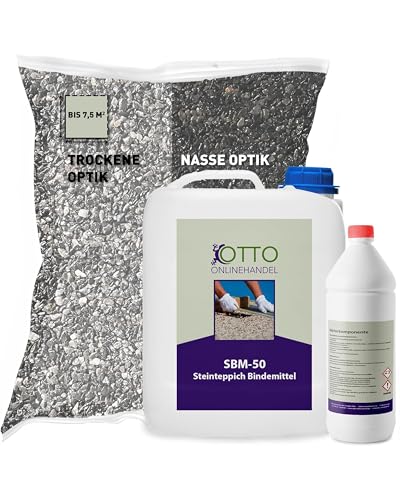 ST-EP Steinteppich Komplett-Set (Grigio Carnico) für ca. 7 5m inkl. 2K Epoxidharz Bindemittel natürlicher Steinboden Marmorkies