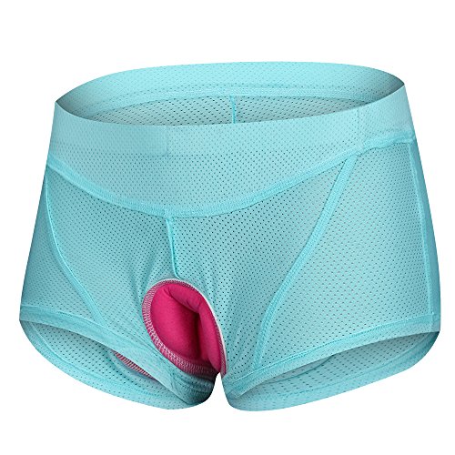 Calça de ciclismo feminina Explopur – calça de bicicleta acolchoada em gel 3D – tamanho 4, Azul, Lar