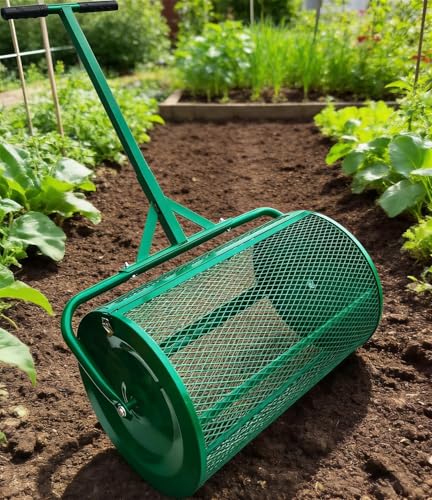 40cm Metalowa siatka Kompostowa rolka z uchwytem T, narzędzie do opatrunków na ściereczkę z piasku ziemnego, wytrzymała odporna na rdzewię ramę, łatwa konstrukcja do posiewu trawy ogrodowej i krajobra