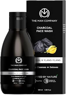 The Man Company Activated Charcoal Face Wash for Men - 100ml | Enriched with Ylang Ylang & Argan Essential Oils | Anti Pollution, Acne Oil Control | Deep Cleansing | Blackheads Removal