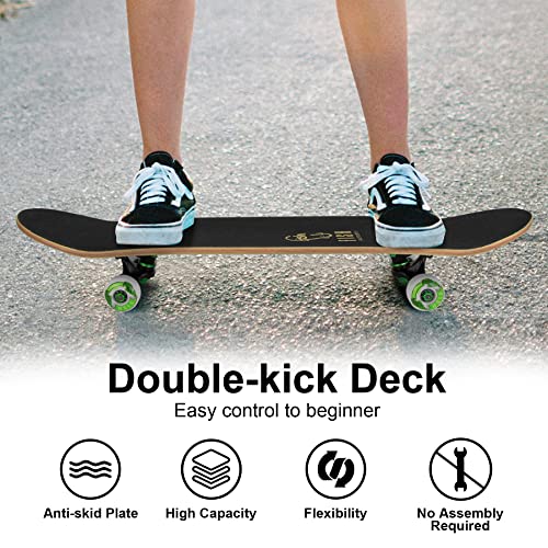 Skateboards For Teens Girls ，Skateboards For Adults 8 Layer 31 Inch Canadian Maple Double Kick Deck Concave Cruiser Trick Skate Board #TOP4