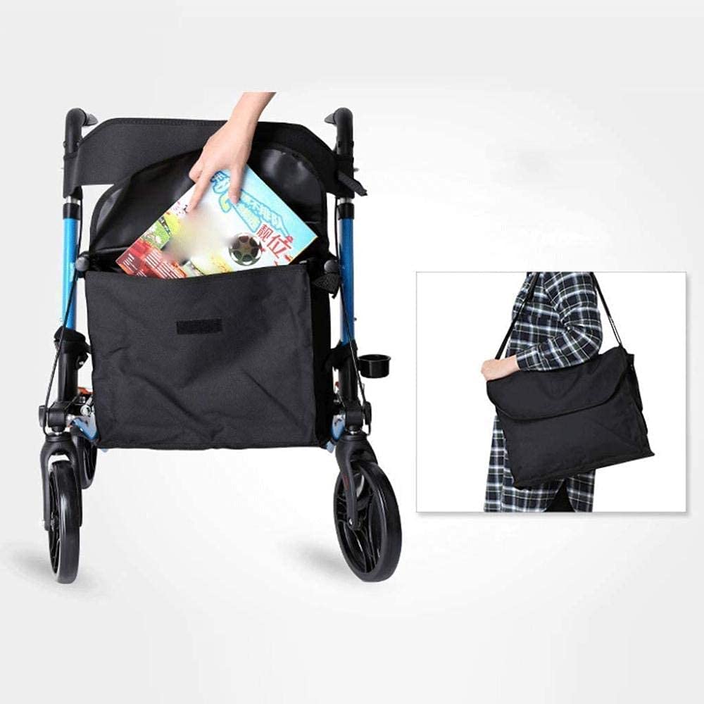 Chodzik dla osób starszych z koszykiem Rollator z 4 kołami Pomoc w chodzeniu Składana rama spacerowa Siedzisko Ergonomiczne hamulce i wyściełana torba materiałowa na plecach Wygodna rocznica vision