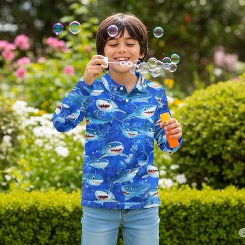 Boy Golf Outfits Size 3-16 Kids Fall 1/4 Button Collared Long Sleeve Shirts Novelty Tennis Performance Tops4