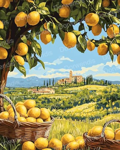 Dorwendis Lemon Diamond Art Kits for Adults, Lemon Tree 5D Diamond Painting Kits for Beginners, DIY Full Round Drill Diamond Dots Gem Crystal Art for Home Wall Decor Gifts 12x16 inch