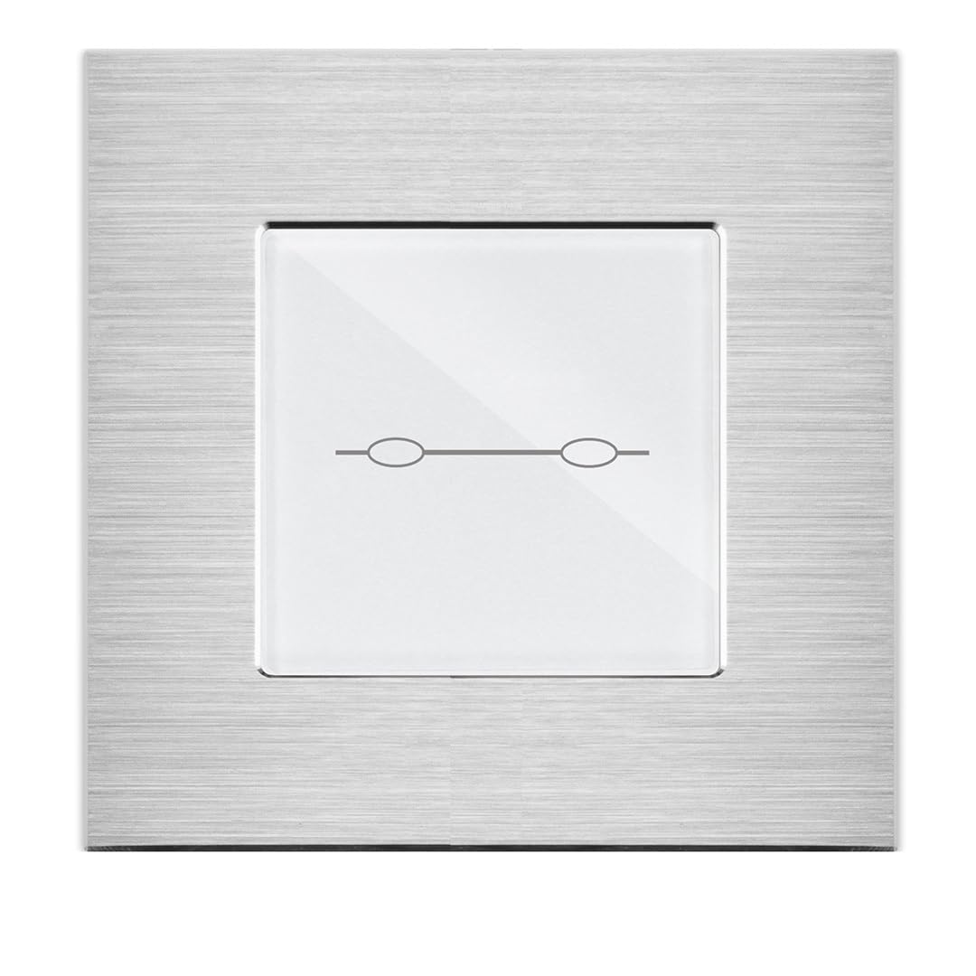 Smart - Interruptor de luz táctil doble con WiFi (marco de aluminio, 2 vías, para Alexa, Google Home, IFTT, Tuya), color blanco Luxus-Time