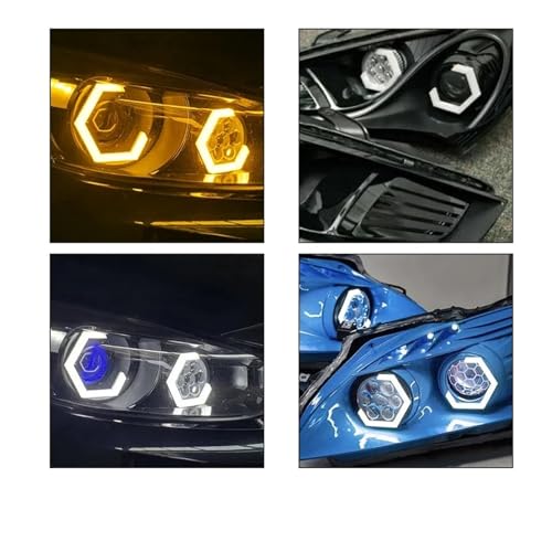 Faros Angel Eyes Hexagonales para Coche y Moto Kit de Luces LED 12V 24V Bicolor 2,5" 2