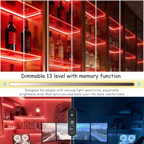 Image of Red 30ft Led Lights Strip Indoor Rope Lights Easy DIY Cuttable Strip Lights for Wine Cabinet Bar Room Bathroom Living Room Kitchen Ceiling Wall Vanity Mirror Decor