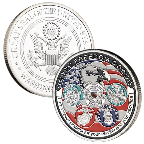 Silver Coins Fredoom Military Appreciation Challenge Coins,Great Seal of The United States Eagle Army Challenge Coins