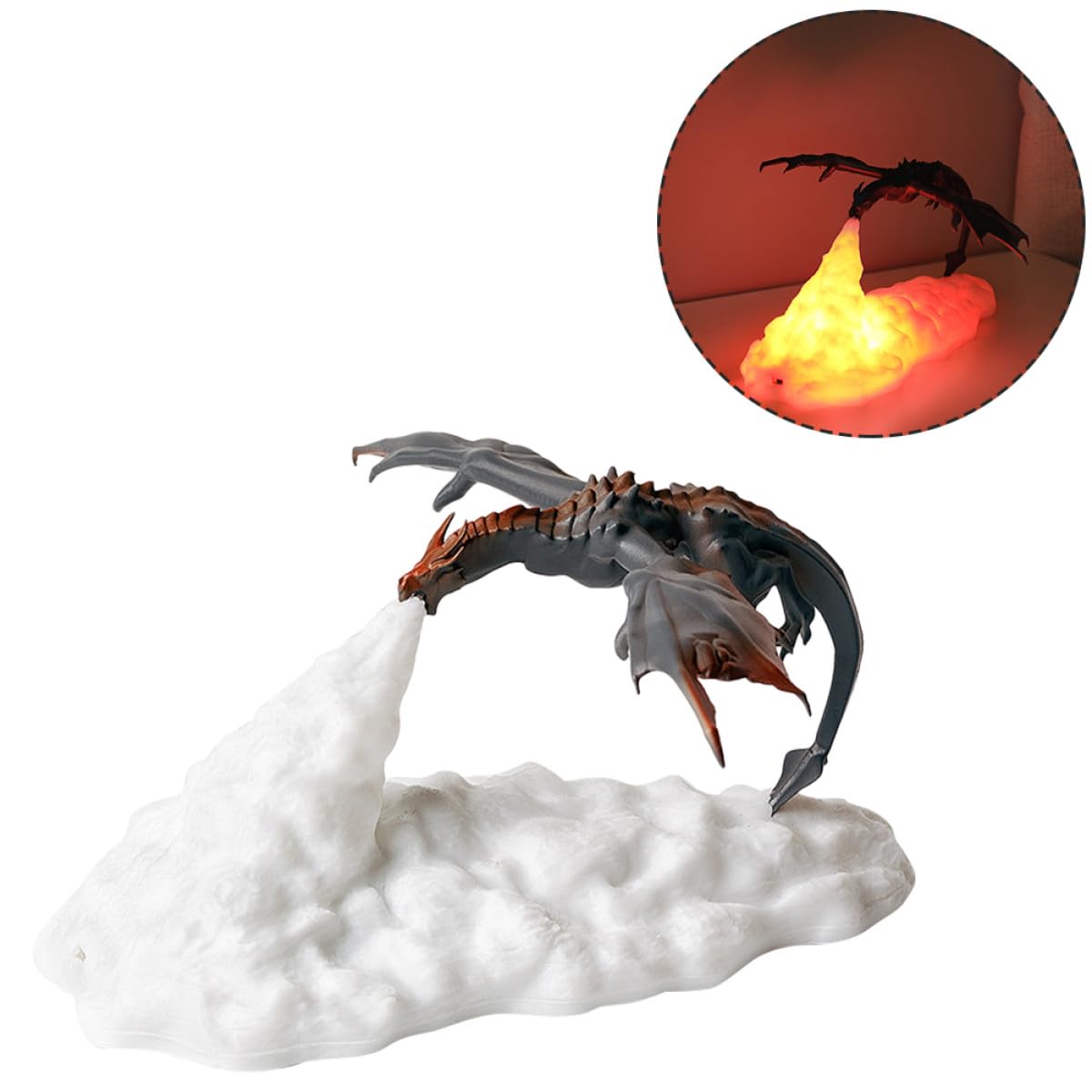 Sprühender Drachen Nachtlicht 3D-led Lampe aus Pla, USB Ladung | Dekorative Figur für Kindergeburtstag, Touch Steuerung, für Festliche Raumdekoration