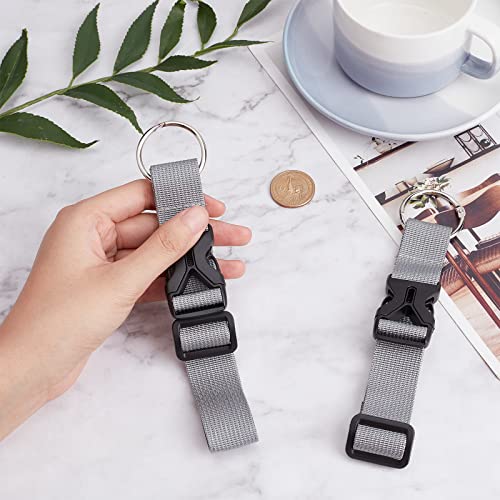Image of GORGECRAFT 2Pcs Luggage Straps Coat Jacket Gripper Holder Suitcase Belt Clip Ring Hook White Adjustable Belt Straps with Iron Hinged Rings and Plastic Release Buckle Polyester Travel Accessories