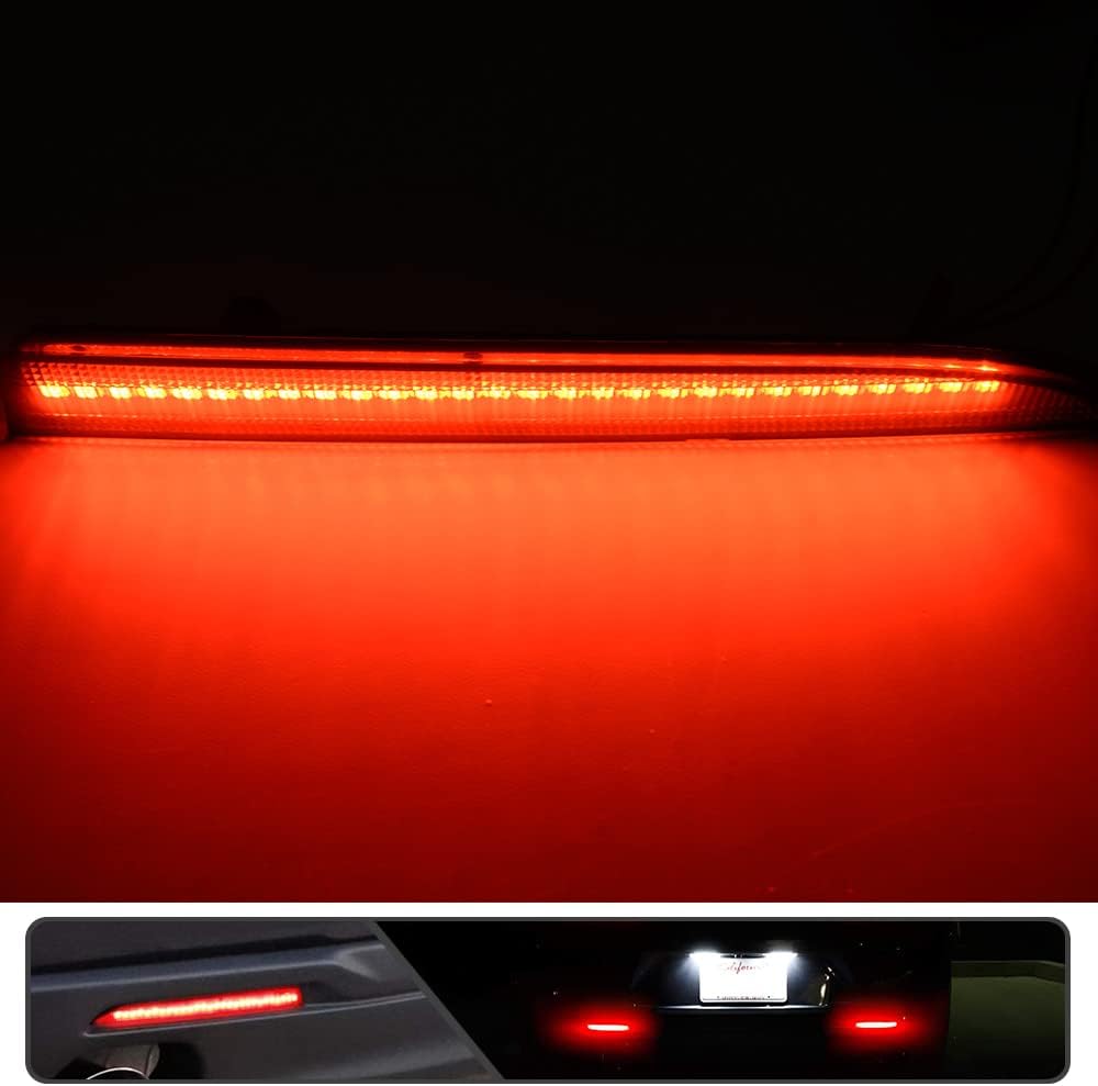 2Pcs LED Rear Bumper Reflector Lights for Chevy Camaro 2016 2017 2018 2019 Red Led Tail Brake Rear Fog Lamps OEM Replacement Smoked Lens