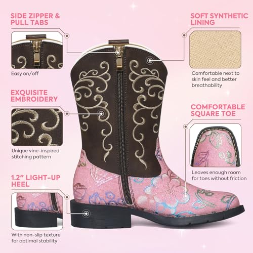 Rollda Girls Cowboy Boots Glitter Western Boots Sequin Cowgirl Boots for Girls3