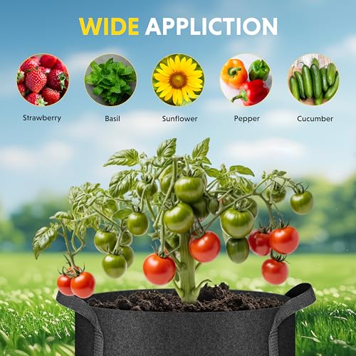 Image of iPower 20 Pack 7 Gallon Grow Bags, Garden Planting Nonwoven Fabric Pots with Reinforced Handle, Heavy Duty and Aeration Planter Pot for Tomato, Fruits, Vegetables and Flowers, 20 Labels Included