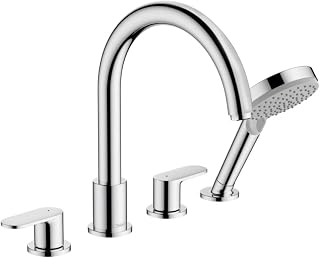HANSGROHE - Grifo de Lavabo Mezclador de Baño con Ducha (4 agujeros), color cromado