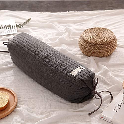 Hanlin Organic Buckwheat Pillow Cylindrical Shape,Super Soft Bamboo Pillowcase Neck Pillowrelieve Fatigue, Improve Sleep Quality, Removable And Washable50Cm×13Cm (Dark Gray) #TOP3