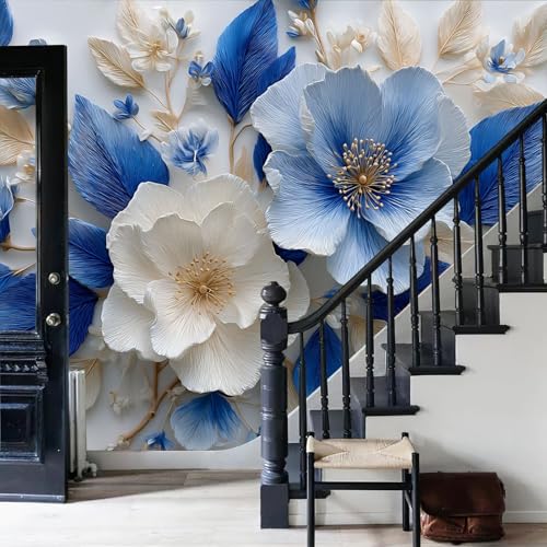 Murales azul blanco de 150x105 cm para ampliar visualmente estancias pequeñas 6
