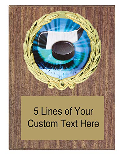 Express Medals 5x7 Walnut Color Hockey Plaque Award Trophy with Engraved Plate MY4