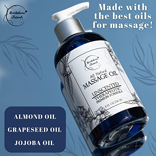 Brookethorne Naturals UNSCENTED MASSAGE OIL For Massage Therapy – 100% Natural Body Massage Oil With Sweet Almond, Grapeseed & Jojoba Oil thumb #2
