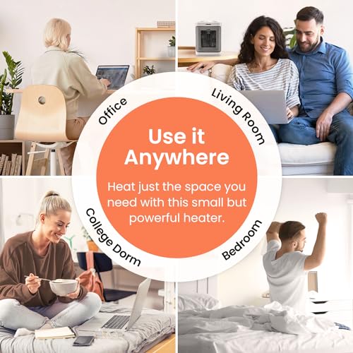 Pro Breeze Space Heater – 1500W Portable Electric Heater for Indoor Use, Ceramic Heater with Adjustable Thermostat, Small Heater for Home, Bedroom, Office, Garage with 3 Operating Modes - White - Image 6