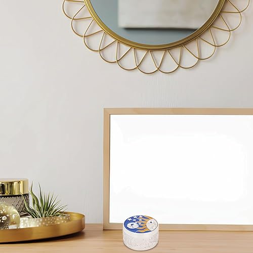 Miniatura 6 de Bonito joyero, organizador de joyas compacto, organizador de joyas creativo, caja de abalorios de estrella redonda y media luna con tapas, forro de