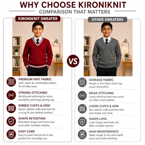 Image of Boy's School Uniform Lining Full Sleeves Sweater - Daffodil