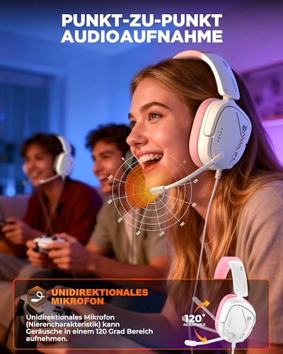 Image of NUBWO HG04L Gaming Headset for PS5 /PS4, Xbox Series X|S /Xbox One, Switch - 250g Lightweight, Clear Unidirectional Mic, Soft Memory Earmuffs, 3.5mm Jack for Gaming & Work - Pink