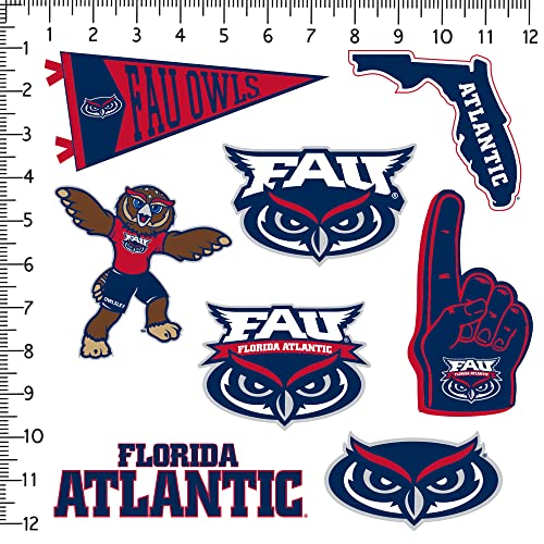Image of Florida Atlantic University Vinyl Sticker Pack - 8 Waterproof FAU Owls Logos, Mascot, Pennant & Wordmark Decals for Laptop, Water Bottle, Tablet, Car, Skateboard & More