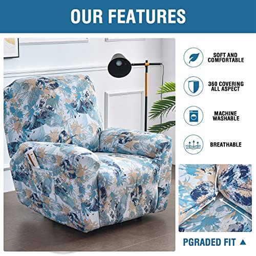 Image of Eco-Ancheng Recliner Slipcovers 4-Pieces Lazyboy Recliner Covers Recliner Couch Covers Recliner Chair Cover Non Slip Reclining Slipcovers with Storage Pockets Furniture Protector for Living Room