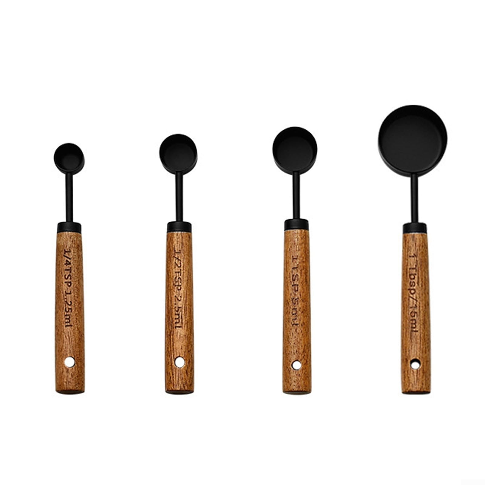 2 Cucchiai Dosatori Per Caffè Vintage In Acciaio Inox - Manico In Noce, 30 Ml, Stili Diversi - Set Misurini Per Cucina - 2