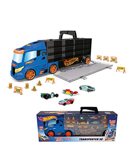ODS - Transporter 50 Hot Wheels vrachtwagenkoffer Bisarca met HW-auto en accessoires, kleur blauw, 42034