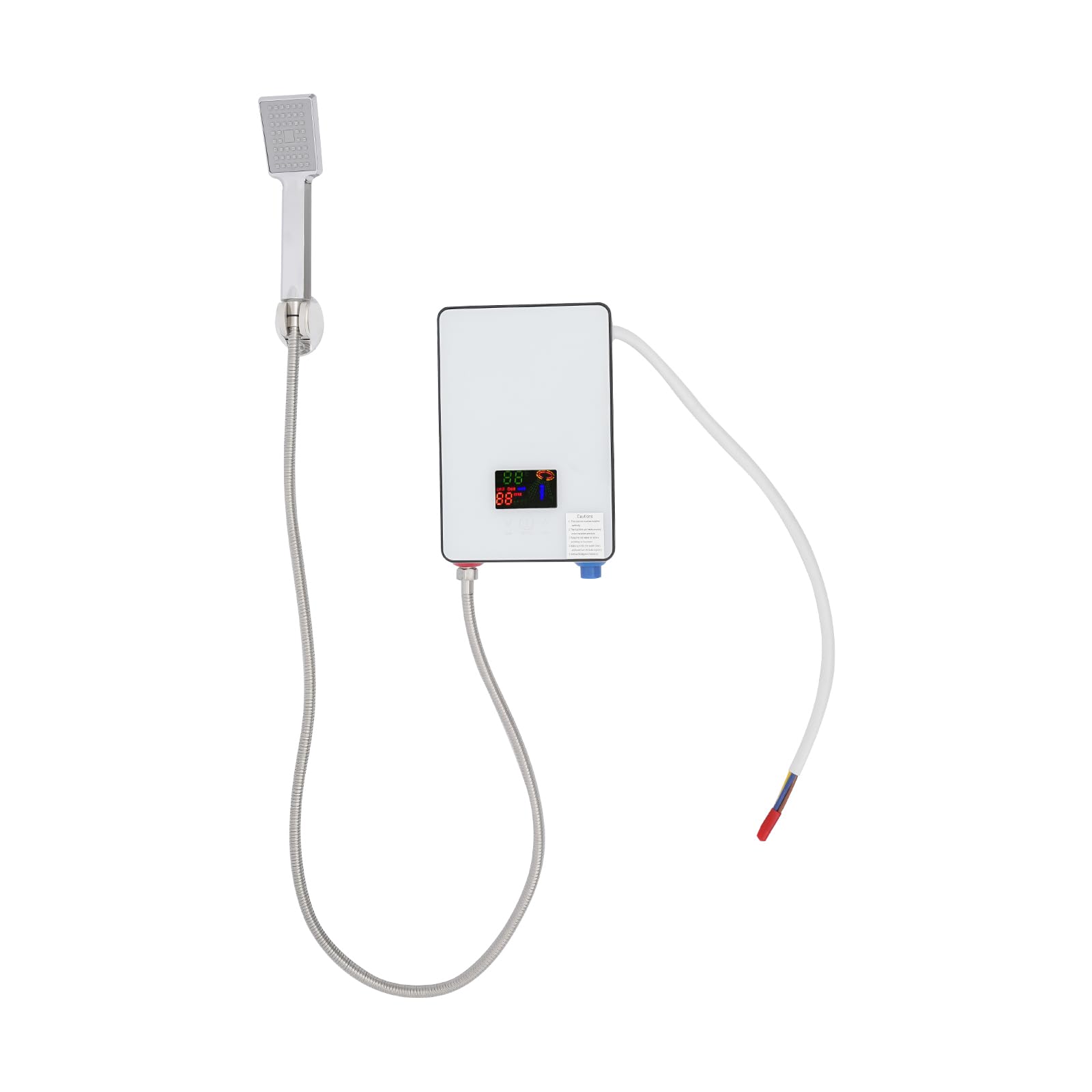 Calentador de agua electrónico, 6500 W, 220 V, calentador de agua instantáneo, indicador de temperatura LED, 30 – 55 ℃, para baños, inodoros (blanco)