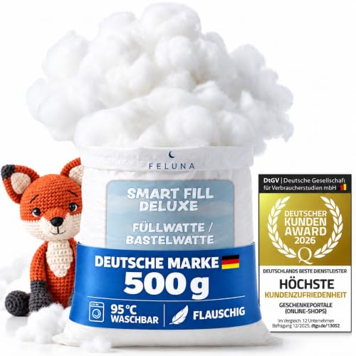 FELUNA® Füllwatte 0,5 kg waschbar Flauschiges Füllmaterial für Kissen