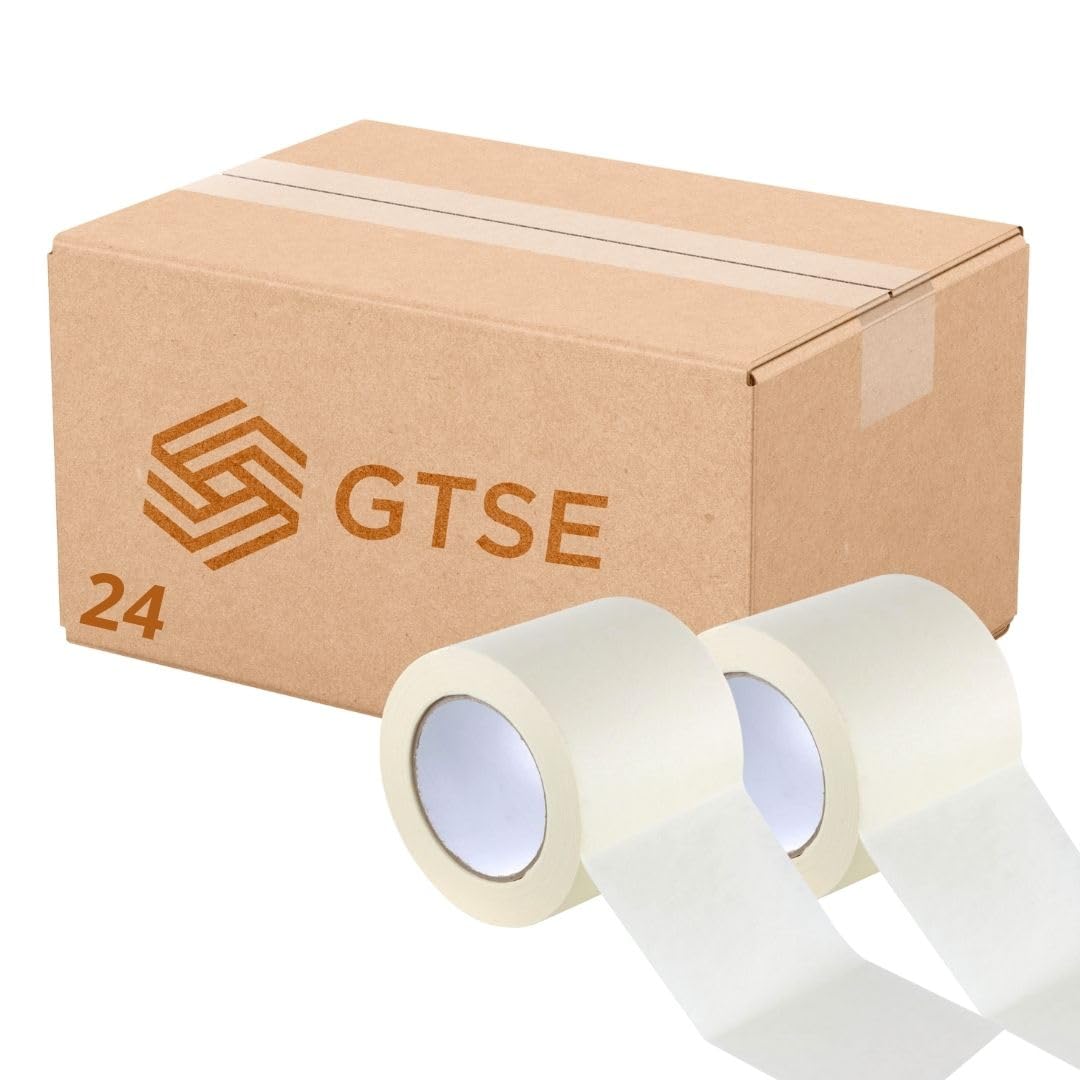 GTSE Masking Tape, 100mm (4”) x 50m, Wide Cream Painters Tape for Painting, Decorating and DIY, 24 Rolls